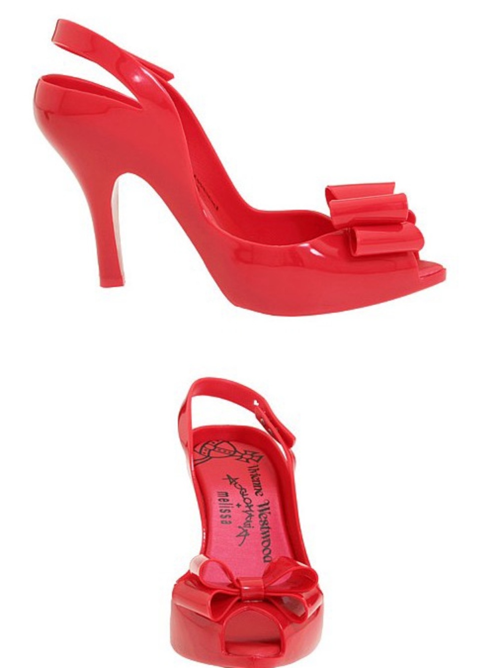 Vivienne Westwood x Melissa Red Bow Slingback Heels - Sz. 10